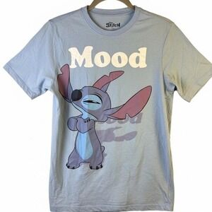 Disney Stitch Mood T Shirt Light Blue Cotton Blend XL 14 16
